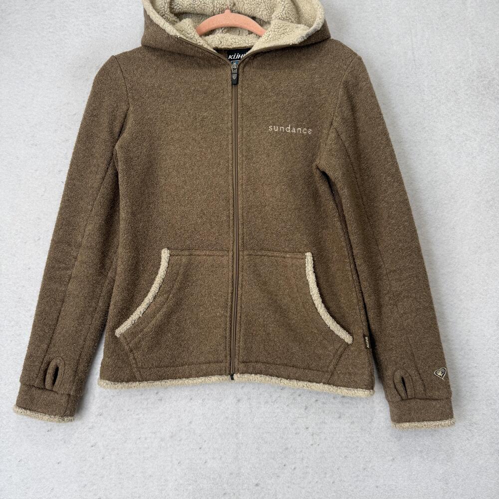 Kuhl Alfpaca Fleece Jacket Womens XS Brown Hooded Zip Lined Pockets Sundance